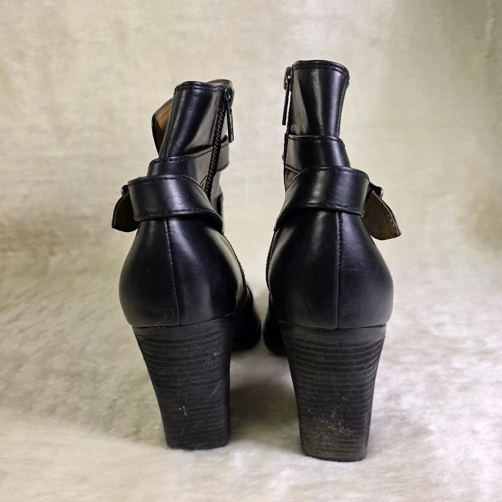Frye Patty Riding Bootie Black Leather Heeled Ankle Boots Womens 10M Excellent